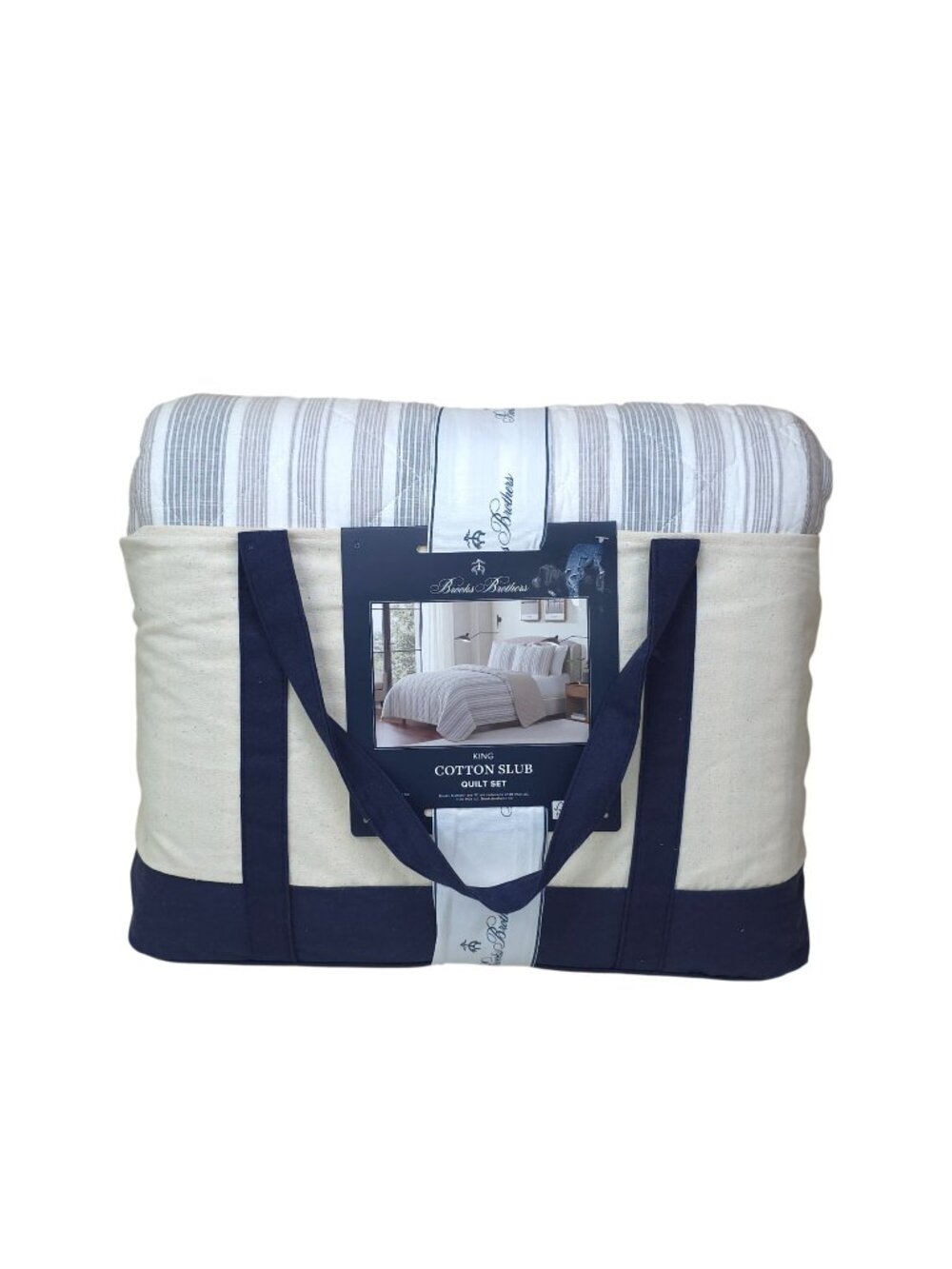Brooks Brothers King Cotton Slub Quilt Set 3-Piece Quilt & 2 Shams Comforter